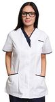 Women's Cavell Healthcare Tunic Uniform White-Navy 8 UK