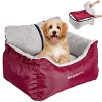 BurgeonNest Dog Car Seat for Small Dogs, Soft Booster Carseat, Oxford Fabric, Detachable and Washable, with Storage Pockets, Black, Under 25 lbs (SA10)