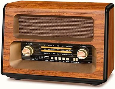 PRUNUS J-199 Radio Vintage da Casa Portatile FM/AM/SW, Altoparlante Bluetooth Retrò, Può Essere Alimentato da Batterie, Pile o Prese di Corrente, Supporto TF/AUX/USB, per Casa, Cucina, Tavolo