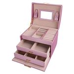 JOJJJOJ Jewellery Box Jewellery Oganiser Three Layers PU Leather Jewelry Storage Box with Mirror and Lock for Girls and Women's Gift (Color : Purple)