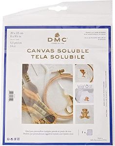 DMC DC90 Water Soluble Cross Stitch Canvas, 8 by 8-1/2-Inch, White, 14 Count