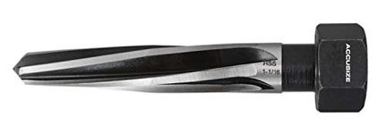 Accusize Industrial Tools 1-1/16 inch by 5 inch Flute Length Hex Shank H.S.S. Aligning Reamer, 7 inch Overall Length, Spiral Flute, 0523-6055