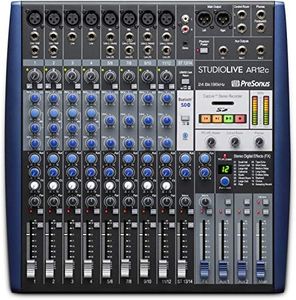 PreSonus StudioLive AR12c, 14-Channel, Hybrid Digital/Analog Performance Mixer/USB-C Compatible Audio Interface/Stereo SD Recorder with recording software bundle