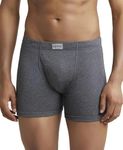 Jockey Men's Super Combed Cotton rib fabric Boxer Briefs with Front Fly, Ultrasoft and Durable concealed waistband (Pack of 2) 8008_Charcoal Melange_L