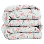 BSB HOME 220 GSM Reversible Microfiber AC Comforter/Duvets for Mild Winter | All Season King Size 3 Layered Quilted Blanket for Double Bed (220 cm x 240 cm, Modren, Floral Aqua and Pink