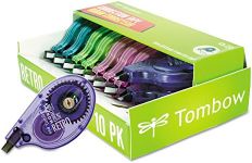 Tombow 68723 MONO Original Correction Tape, Asst RetroColor Applicators, 1/6-Inch x 394-Inch , 10/Pack