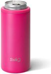 Swig Slim Can Cooler - Discontinued Prints - Insulated Skinny Can Coozie, Stainless Steel Skinny Can Cooler Compatible with White Claw, Truly, High Noon, Michelob Ultra (Hot Pink)