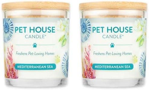 Pet House Candles, Plant-Based, Clean Burning, Long Lasting Pet Friendly Candles for Home - Mediterranean Sea, 2 Pack
