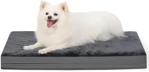 Waterproof Dog Bed Medium Small Size Dog, Orthopedic Washable Crate Pad 29 inch, Foam Pet Bed with Removable Cover Reversible, Anti-Slip Bottom Kennel Pad, 29"x18", Dark Gray