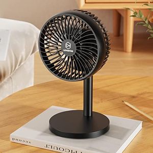 6 Inch Desk Fan for Bedroom, USB Small Fan with 4 Speeds, Adjustable Height, Personal Cooling Table Fan, 72°Rotation, Ultra Quiet, Lightweight, Powerful Office Fan for Home,4.92 feet Cord, Black