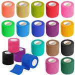 15 Rolls Self Adhesive Bandage Wrap,2 Inch Cohesive Bandage Self Adherent Wrap Breathable Athletic Tape Stretch Adhesive Wraps Sports Tape for Wrist Ankle Swelling Sprains,15 Colors