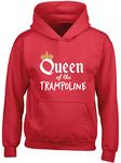 Hippowarehouse Queen of The Trampoline Trampolining Kids Children's Unisex Hoodie Hooded top Red