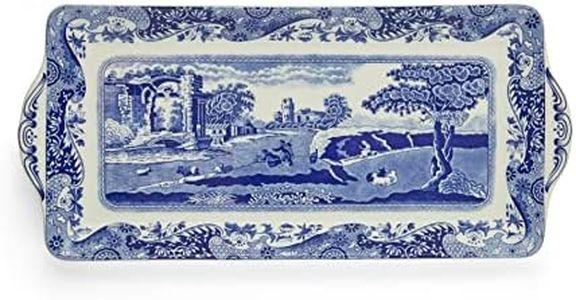 Spode Blue Italian Sandwich Tray | Serving Platter for Tea Sandwiches, Desserts, and Appetizers | Porcelain | Measures 13-Inches | Dishwasher Safe (Blue/White)