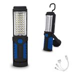 HEDAQI Rechargeable LED Work Light Portable Multi-use Flashlight, Magnetic Flashlight LED & Hanging Hook, Waterproof,for Car Repairing, Blackout,Household and Emergency(Blue)