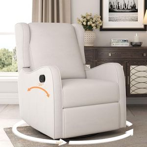 Bonzy Home Swivel Rocker Recliner, Rocking Nursery Chair Glider Rocker Recliner Manual Reclining for Home, Office, Beige