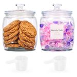 Glass Jars for Laundry Room Organization and Storage, Laundry Pods Container with 2 Scoop & 18 Labels,2 Pack 71OZ Storage Containers for Powder, Dryer balls, Scent Booster, Food, Cookies