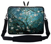 Meffort Inc 17 17.3 inch Neoprene Laptop Sleeve Bag Carrying Case with Hidden Handle and Adjustable Shoulder Strap - Vincent van Gogh Almond Blossoming