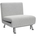 HOMCOM Single Sofa Bed Sleeper Foldable Portable Pillow Lounge Couch Living Room Furniture - Light Grey
