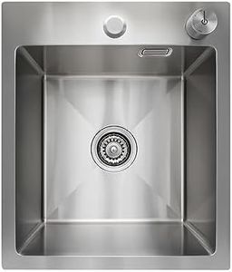 Sanycasa 40 × 45 cm évier en acier inoxydable, évier de cuisine avec siphon et vidange à distance, évier anti - goutte facile d'entretien pour armoire de base 55 cm