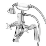 Park Lane® Worcester Bathroom Bath Shower Mixer Tap Handset Hose Attachment Twin Crosshead Handle for Bathtub Traditional, Chrome