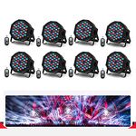 8 PCS Par can Lights 72W DMX RGB LED Stage Lighting Disco Lights with Wireless Controller Strobe Light via Sound Automatic Party Light for DJ KTV Bar Wedding Halloween Christmas