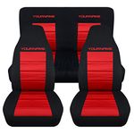 Totally Covers Compatible with 1994-2004 Ford Mustang 2-Tone Seat Covers w Your Name/Text: Black & Red - Full Set Coupe/Convertible Solid/Split Bench 4th Gen
