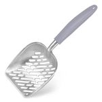 SunGrow Cat Litter Scoop - Premium Multicat Metal Sifter with Deep Shovel, Non-Slip Handle & Curved Design for Maximum Coverage - Durable, Heavy Duty Cat Poop Scooper for Litter Box