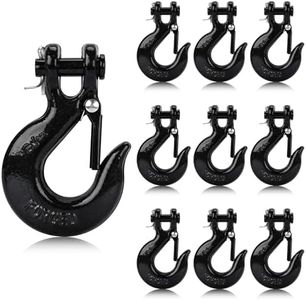 Lechansen G80 Clevis Slip Hook, 5/16" Chain Hooks with Safety Latch, Heavy-Duty Winch Hook, Grade 80 Forged 10 Pack Transport Tow Hook for Maximum Strength Load 18,800 Lbs