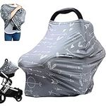 Breastfeeding Nursing Cover Carseat Canopy - Multi Use Infant Stroller Cover, Car Seat Covers for Babies, Nursing Scarf, Baby Shower Gifts for Boys and Girls (Grey Arrows)