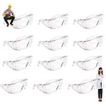 Safety Goggles - Lab Glasses - Medical Face Protection - Clear Lens Anti-Splash - Dust Proof Wearable Eyeglasses - 12 Pairs (12)