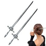 RUIENGCOMM 2 Pcs Metal Sword Hair Sticks Sword Shape Vintage Hair Chopsticks Hair Stick Metal Chinese Hairpins Chopsticks Clips Barrettes for Women and Girls Daily Wear