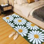 Roseate Flower Super Soft (50x120 cm) Microfibre 2000 GSM Anti Skid Runner for Bedroom/Carpets for Living Room/Kitchen Mats for Floor/Floor Mat/Bathroom Mat/Rug (Green) Pack of 1