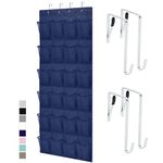 Gorilla Grip Slip Resistant Breathable Space Saving Mesh Large 24 Pocket Shoe Organizer, Up to 40 Pounds, Over the Door, Sturdy Closet Storage Rack Hangs on Closets for Shoes, Sneakers, Navy