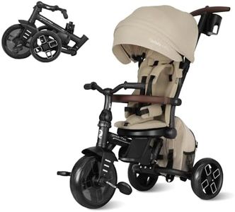 QPlay Toddler Bike Stroller for Baby 10 Months to 6 Years Old, 8-in-1 Foldable Stroller Bike for Toddlers 3-5 Boys & Girls Gifts Trike — Adjustable Handle, Triple Footrest, Canopy & Storage Bag