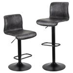 WangPangzi Swivel Bar Stools Set of 2, Adjustable Counter Barstools with Backrest,Modern PU Kitchen Island Stool with Footrest,Kitchen and Dining Bar chairs(Black)