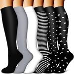 Copper Compression Socks Women & Men Circulation(6 pairs) - Best for Running, Nursing, Hiking, Recovery & Flight Socks