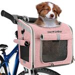 Dog Bike Basket, Expandable Soft-Sided Reflective Pet Carrier Backpack with 4 Open Doors, 4 Mesh Windows for Medium Small Dog Cat Puppies - Pink (Pink)