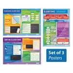 Algorithms Posters - Set of 3 | Computer Science Posters | Laminated Gloss Paper Measuring 850mm x 594mm | STEM Posters for The Classroom | Education Charts by Daydream Education