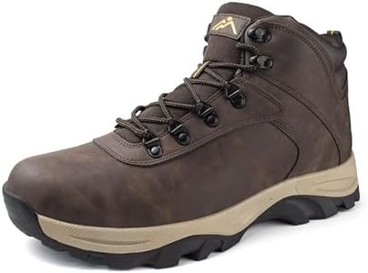 CC-Los Men's Wide Waterproof Hiking Boots Non Slip Lightweight Mid Top Ankle Breathable Trekking Shoes for Outdoor Camping Brown Size 8