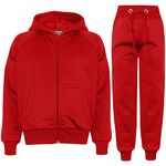 A2Z 4 Kids Plain Girls Boys Tracksuit Hoodie with Jogger Activewear Set - T.S Plain 109 Red 7-8