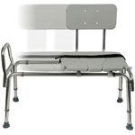 DMI Tub Transfer Bench and Sliding Shower Chair, Made of Heavy Duty Non Slip Aluminum, Seat with Adjustable Height & Cut Out Access, Holding Weight Capacity up to 400 Lbs, Gray