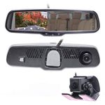 Master Tailgaters 4'' LCD Rear View Mirror with Three Cameras 1080p HD DVR Dash Cam Mic + Infrared LED in-Cabin Camera (Records Forward & Inside Cabin Passengers) AHD Backup, Black, MR-4-F3DVR3