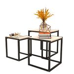 Diolong Coffee Table Set of 3 Nesting Table Modern Side Table Metal Wood End Table Sturdy Bedside Table Oak