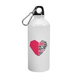 YaaNaa - Aluminium Sipper Water Bottle of Valentine - Love Word Art, Gifts for Couples, Gifts for Boy|Girls, Gifts for Mens|Womens|Best Friends, 600-R1325