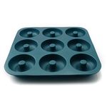 FUNLAVIE Large Professional Grade Donut Pan for Baking 9 Cavity Non-Stick Bagel Pan Silicone Donut Mold BPA Free 11.2 x 11.1 Inches