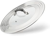 WishDirect Universal Pans Pots Lid Cover Fit All 8.25 Inch to 12 Inch Pots/Pans/Woks Stainless Steel and Glass Lid with Heat Resistant Knob