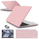 IBENZER Compatible with 2024 2023 2022 MacBook Air 13 inch Case M3 A3113 M2 A2681, Hardshell Case & KeyboardCover & ScreenFilm & Type-C Adapter for Mac Air 13.6, Rose Quartz, AT13-KK-RQ+2TC