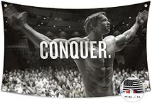 Probsin Conquer Flag for Arnold Schwarzenegger 3x5 Ft Gym Motivation Funny Fitness Poster Cool Man Cave Wall Decor for College Dorm Room Decoration,Bedroom,Outdoor,Parties,Gift,Indoor,Ceiling,Garage