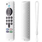 Dealfreez Silicone Cover Compatible with Fire TV Stick 3rd Gen 2021 Remote Cover Protective Case with Loop (D-White) [Remote NOT Included]