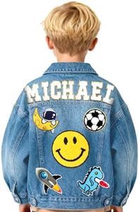 Gowelly Personalized Kids Name Denim Jacket, 1-10 Year Easter Christmas Birthday Gifts for Girls Boys, Custom Jacket Toddler Clothes